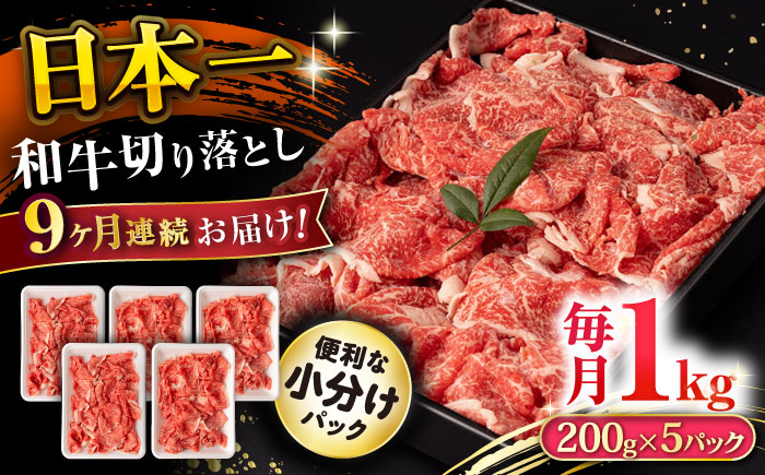 【9回定期便】長崎和牛 切り落とし 1kg/月（総計9kg） / 牛肉 切り落とし 切りおとし きりおとし すき焼き 小分け / 大村市 / おおむら夢ファームシュシュ [ACAA232]