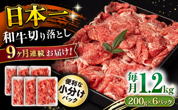 【9回定期便】長崎和牛 切り落とし 1.2kg/月（総計10.8kg） / 牛肉 切り落とし 切りおとし きりおとし すき焼き 小分け / 大村市 / おおむら夢ファームシュシュ [ACAA236]