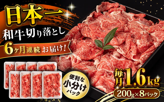 【6回定期便】長崎和牛 切り落とし 1.6kg/月（総計9.6kg） / 牛肉 切り落とし 切りおとし きりおとし すき焼き 小分け / 大村市 / おおむら夢ファームシュシュ [ACAA243]