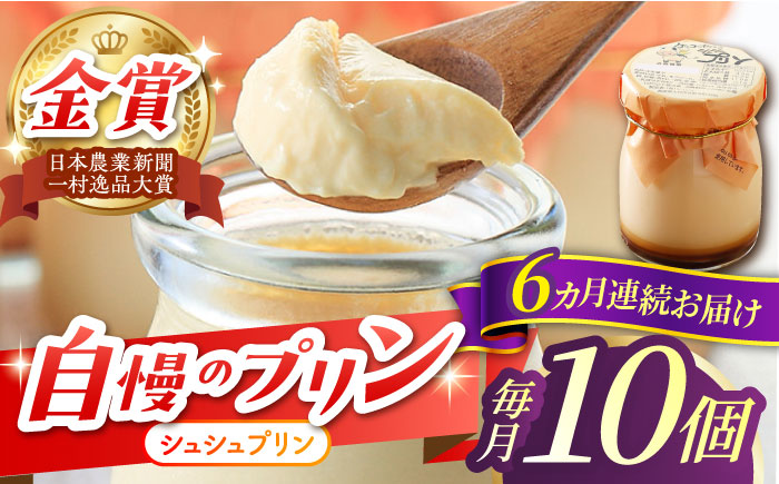 【6回定期便】シュシュプリン 10個/月（計60個）/ プリン スイーツ ミルク ジャージ?牛乳 / 大村市 / おおむら夢ファームシュシュ [ACAA309]