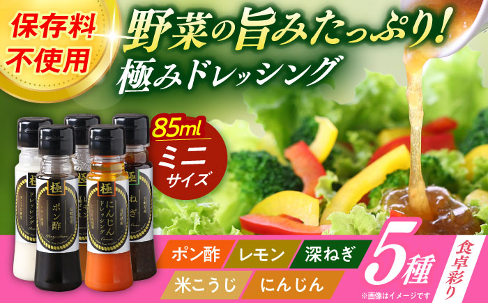 長崎の「極み」ドレッシングミニ 85ml×5本セット 食卓彩りセット / ドレッシング 調味料 サラダ / 大村市 / おおむら夢ファームシュシュ [ACAA404]