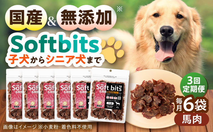 【全3回定期便】Softbits ドッグフード 馬（40g×6P）/ ドッグフード 犬 いぬ ドッグ おやつ ペットフード / 大村市 / サポート [ACAM037]