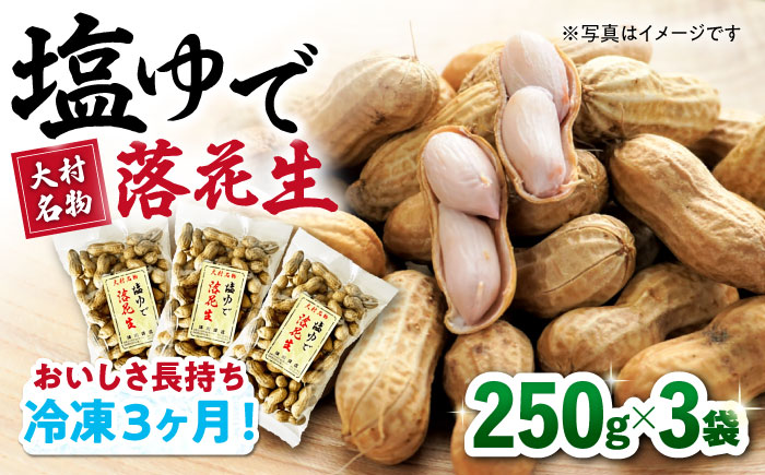 【冷凍保存3か月可】塩ゆで落花生 合計750g（250g×3袋） / ゆでぴー 落花生 ピーナッツ ナッツ おつまみ おやつ / 大村市 / 浦川豆店[ACZR001]