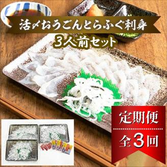 【全3回定期便】活〆おうごんとらふぐ刺身3人前セット( 定期便 海鮮 とらふぐ 刺身 )【G3-005】
