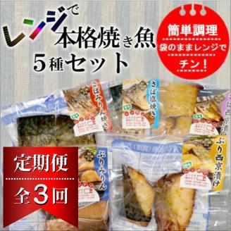 【全3回定期便】袋のままレンジで本格焼き魚5種セット【D9-002】