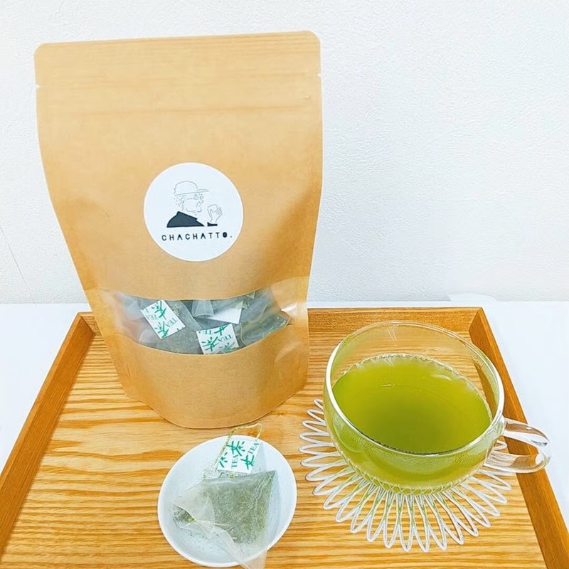 chachatto. 緑茶 ひも付きティーバックセット(2パック) ( 緑茶 ティーバック お茶 テトラ型 )【A5-017】