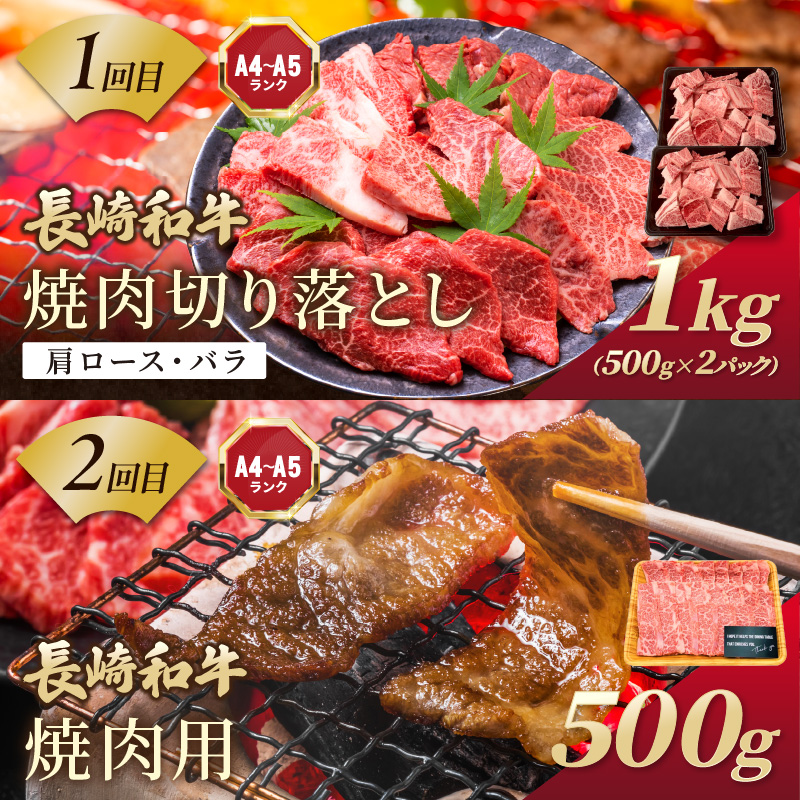【全6回定期便】訳あり長崎和牛定期便 (長崎和牛 焼肉 切り落とし しゃぶしゃぶ すき焼き )【I2-003】