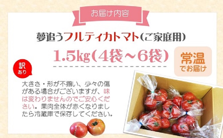 訳あり！ご家庭用に大活躍　夢追うフルティカトマト1.5㎏( トマト とまと ジューシー リコピン 期間限定 松浦市 松浦産 フルティカトマト )【A6-033】