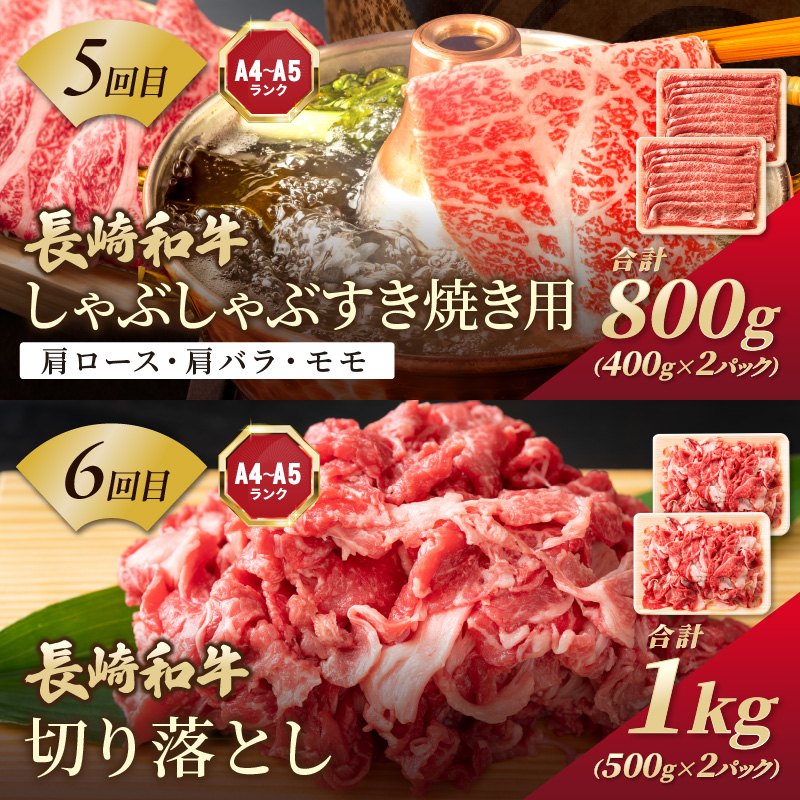 【全6回定期便】訳あり長崎和牛定期便 (長崎和牛 焼肉 切り落とし しゃぶしゃぶ すき焼き )【I2-003】