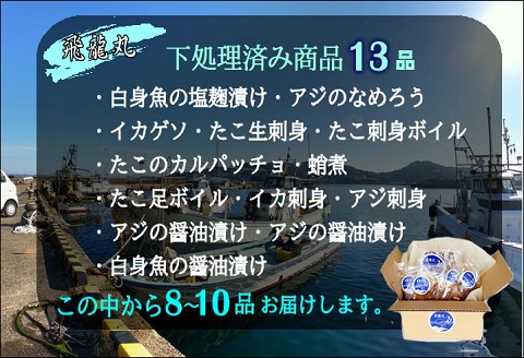 飛龍丸漁師直伝　下処理不要！流水解凍ですぐ使える旬のお魚セット( アジ イカ タコ なめろう 下処理済 小分け )【B5-105】