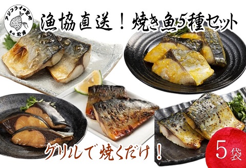 漁協直送！焼き魚5種5袋セット【B0-224】