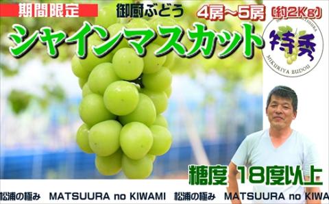 御厨ぶどうシャインマスカット(特秀)4房～5房　約2kg【C7-024】