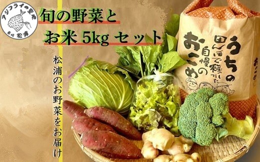 道の駅松浦海のふるさと館『旬のお野菜＋お米5kg』の大満足セット！【B7-040】