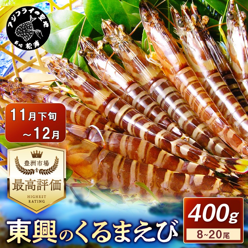 【宅配BOX不可】東興のくるまえび400g入【11月下旬～12月発送】( くるまえび 東興のくるまえび 車海老 海老 エビ )【B6-040-12M】