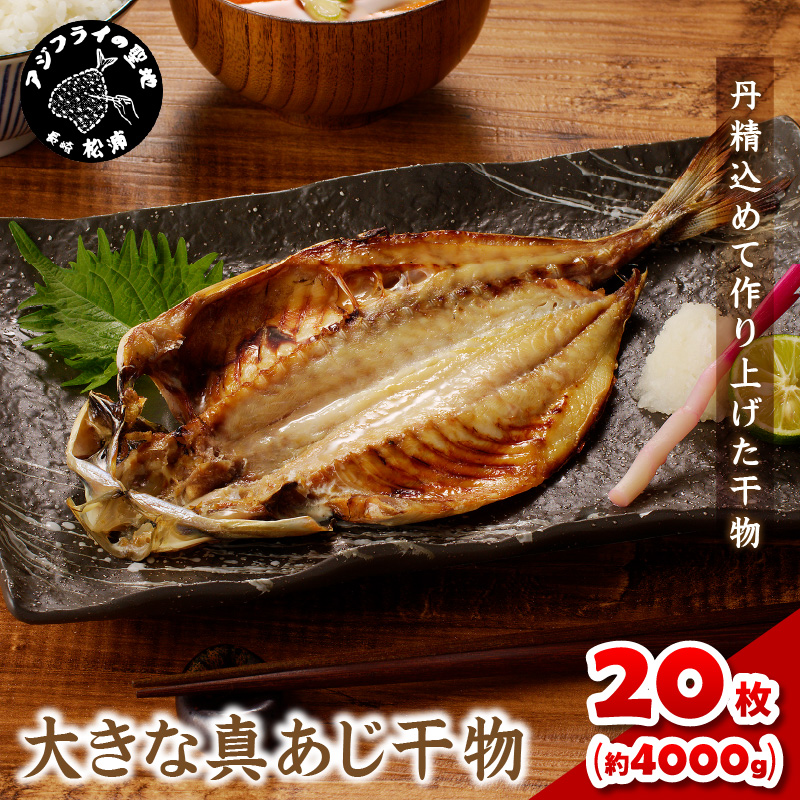 大きな真あじ干物 1枚200g×20(約4000g) ( アジ 特大真あじ 干物 小分け )【C9-015】