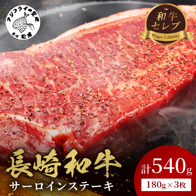 【和牛セレブ】長崎和牛サーロインステーキ 180g×3枚( 長崎和牛 和牛 サーロインステーキ サーロイン )【E0-020】