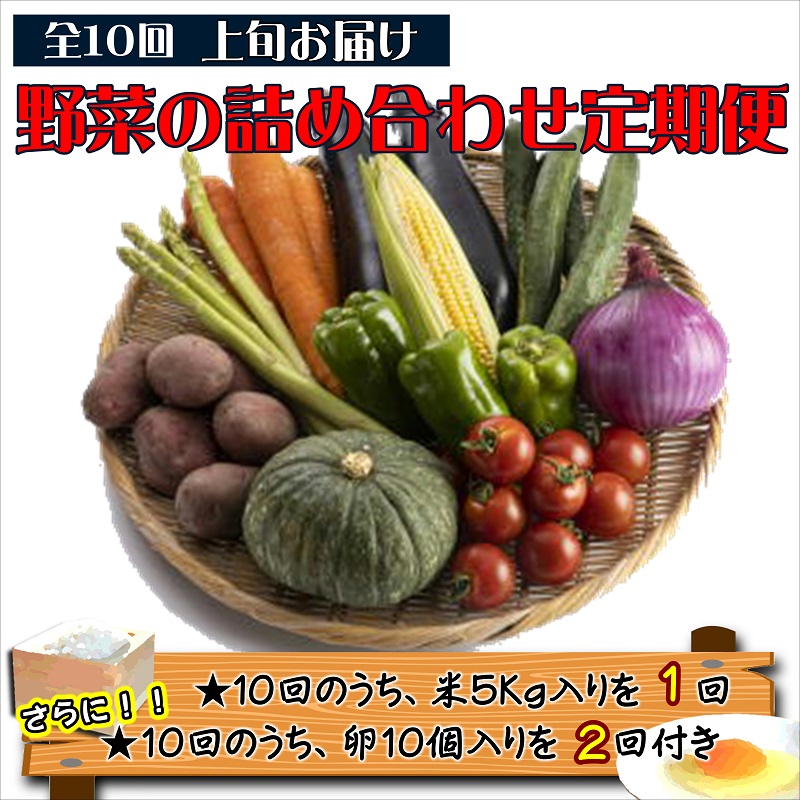 米5kgと卵20個付き！野菜の詰め合わせ定期便10回(上旬)【定期便】【K00-009】
