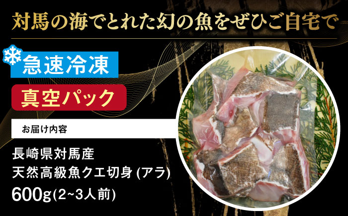 長崎県 対馬産 天然 高級魚 クエ 切身 （ アラ ） 600g【漁昇丸水産】《対馬市》 活〆 新鮮 海鮮 魚介 海の幸 急速冷凍 クエ鍋 [WBU001]
