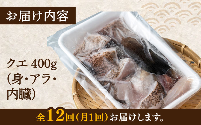 【全12回定期便】幻の魚 クエ 鍋 セット 400g 《対馬市》【海風商事】九州 長崎 対馬 ちり鍋 アラ [WAD037]