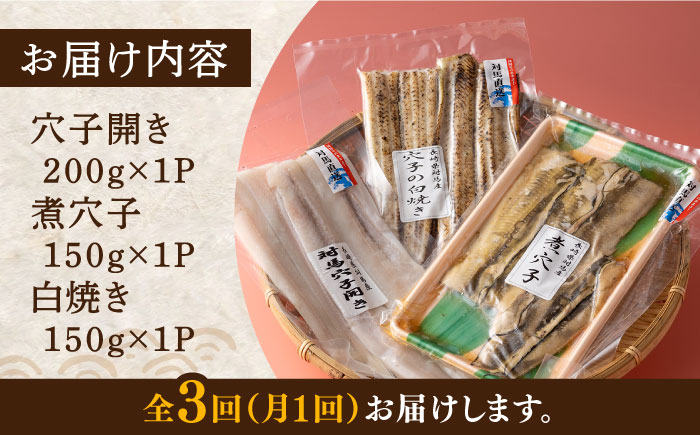 【全3回定期便】対馬 穴子 セット 500g《対馬市》【海風商事】国産 九州 長崎 煮穴子 白焼き [WAD038]