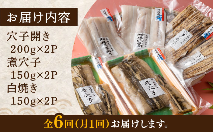 【全6回定期便】対馬 穴子 W セット 1kg《対馬市》【海風商事】国産 九州 長崎 煮穴子 白焼き [WAD042]