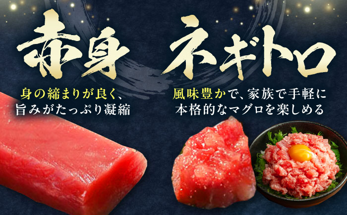 【全3回定期便】 対馬産 本マグロ 4種 計1.1kg（赤身/中トロ/大トロ/ネギトロ）《対馬市》【対海】 冷凍配送 食べ比べ 新鮮 手巻き寿司 海鮮丼 [WAH037]