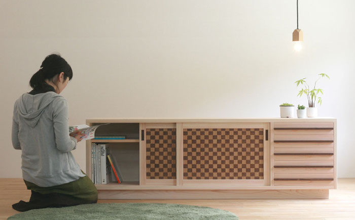 対馬ヒノキのサイドボード（セミオーダー可能） [WAL025]