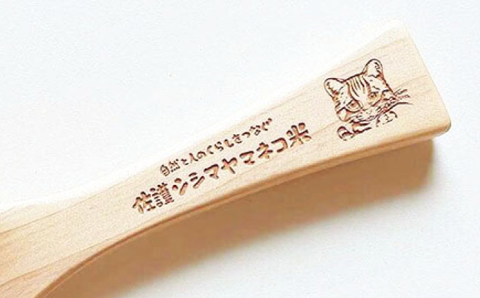 佐護 ツシマヤマネコ 米 5kg × 対馬ひのき しゃもじ セット《対馬市》【一般社団法人MIT】 玄米 対馬 精米 常温 産地直送 [WAP019]