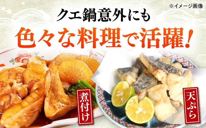 【全12回定期便】対馬産 クエ ぶつ切り 300g 鍋用スープ付《対馬市》【島本水産】高級魚 新鮮 肉厚 本格的 海鮮 鍋セット フライ 煮付け アラ [WBI013]