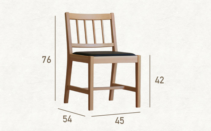 対馬ヒノキのダイニングチェア（牛革座面） 《対馬市》 【家具製作所kiiro】 [WAL032]