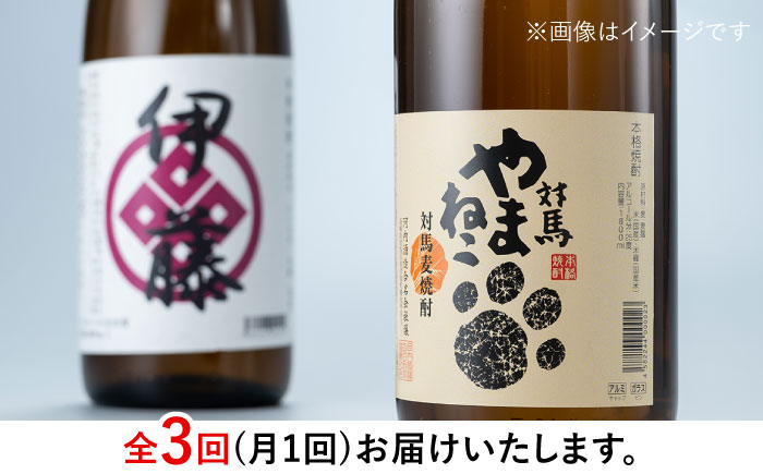 【全3回定期便】芋焼酎 麦米焼酎 本格焼酎一升瓶 2本 セット 《対馬市》【白嶽酒造株式会社】 [WAN030]