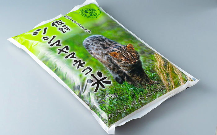 佐護 ツシマヤマネコ 米 5kg × 対馬ひのき しゃもじ セット《対馬市》【一般社団法人MIT】 玄米 対馬 精米 常温 産地直送 [WAP019]