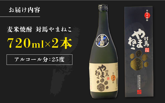 【12/25入金分まで年内発送】麦米焼酎 対馬やまねこ 25度 720ml 2本セット《対馬市》【株式会社サイキ】対馬 酒 贈り物 米焼酎 プレゼント 焼酎 [WAX009]