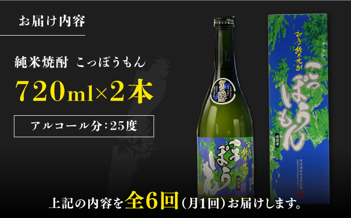 【全6回定期便】純米焼酎 こっぽうもん 25度 720ml 2本セット《対馬市》【株式会社サイキ】対馬 酒 贈り物 米焼酎 プレゼント 焼酎 [WAX026]