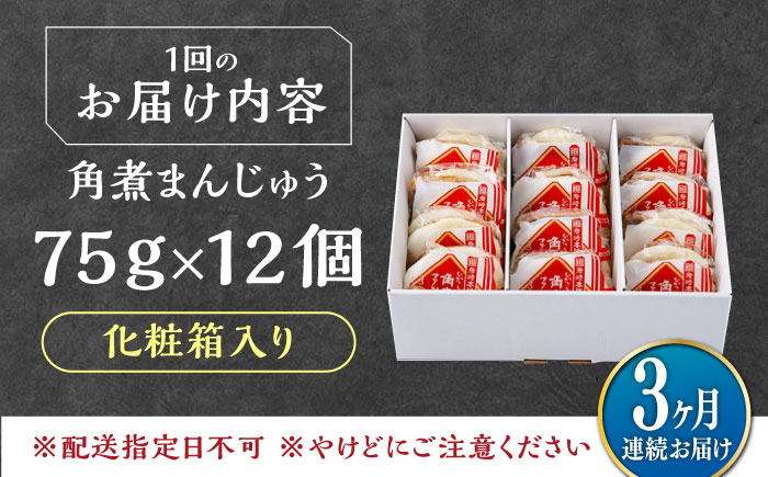 【全3回定期便】【化粧箱】長崎角煮まんじゅう 12個 《対馬市》【岩崎本舗】冷凍 角煮 角煮まん 個包装 豚まん [WBC072]
