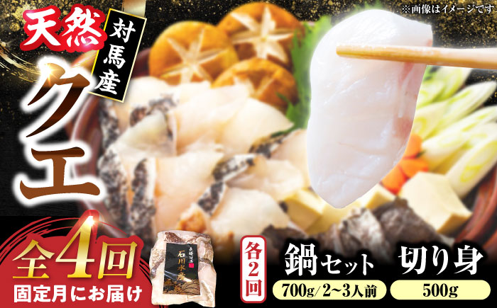 【全4回発送月固定定期便】対馬産 天然 クエ鍋セット《対馬市》【石川水産】 鍋 水炊き 鮮度抜群 海鮮 [WAB014]