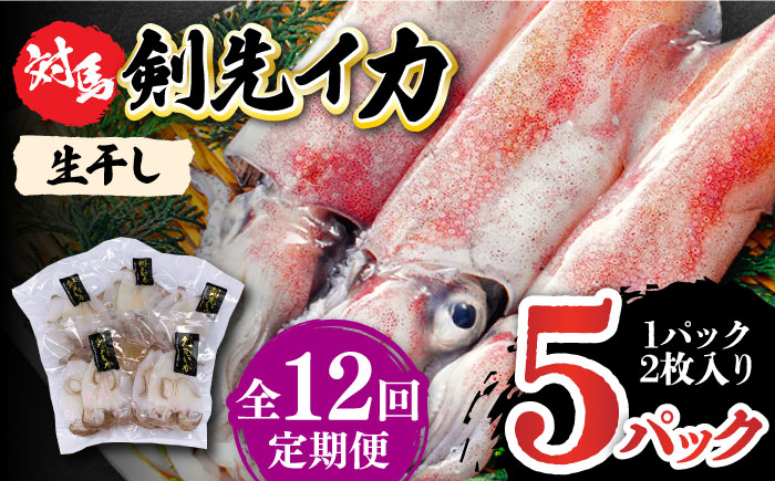 【全12回定期便】対馬産 剣先いか 生 干し【対馬地域商社】《対馬市》剣先イカ 甘い 冷凍 新鮮 海鮮 一夜干し おつまみ 海の幸 [WAC044]