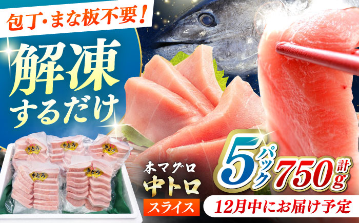 【12月中にお届け】本マグロ 中トロ スライス 5P(750g) 《対馬市》【対海】 中とろ まぐろ マグロ 鮪 [WAH043-12]