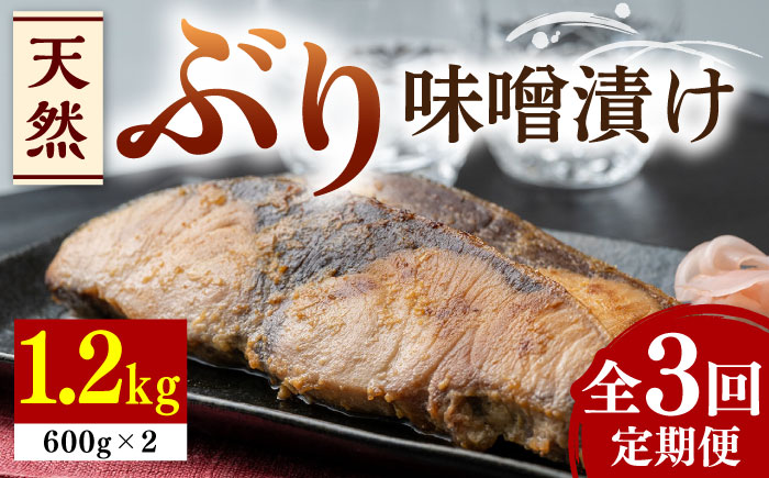 【全3回定期便】天然 ぶり 味噌漬け 2セット《対馬市》【うえはら株式会社】対馬産 ブリ 天然ブリ 魚 新鮮 冷凍 [WAI024]