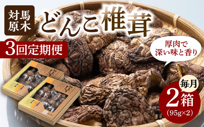 【全3回定期便】対馬 原木 どんこ椎茸 2箱《対馬市》【うえはら株式会社】 対馬産 肉厚 しいたけ 乾燥 きのこ 贈り物 [WAI057]