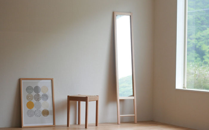 対馬ヒノキの姿見  《対馬市》 【家具製作所kiiro】 [WAL030]