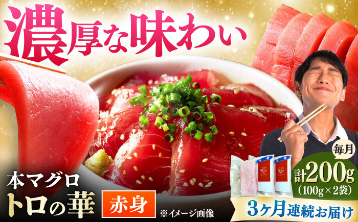 【全3回定期便】対馬産 本マグロ 赤身200g ≪対馬市≫【桐谷商店】 トロの華 対馬 新鮮 マグロ 赤身 鮪 刺身 [WAQ112]
