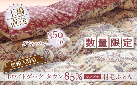 【シングル】 数量限定！ 羽毛布団 本掛け ダウン85％ （ボルドー） [JDH048]