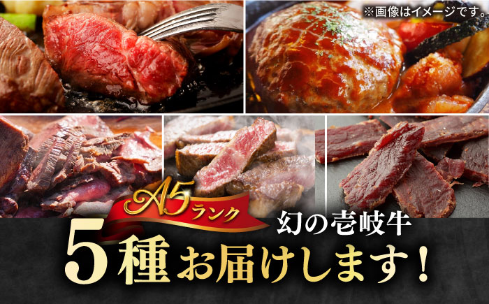【全2回定期便】壱岐牛 A5ランク ギフトセット《壱岐市》【KRAZY MEAT】 ステーキ 赤身 牛肉 肉 贈答 プレゼント ギフト ハンバーグ ステーキ ジャーキー 詰め合わせ [JER089]