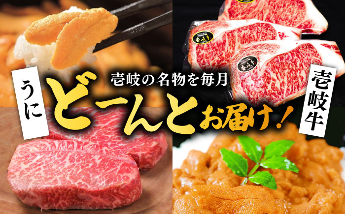 【全4回定期便】壱岐特産！生ウニと牛肉 定期便 《壱岐市》 ステーキ サーロインステーキ 壱岐牛 雲丹 うに 定期便 [JZX005] 150000 150000円