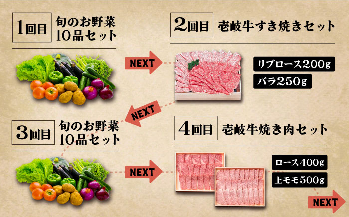 【全12回定期便】《A4～A5ランク》壱岐牛と旬の野菜定期便《壱岐市》【壱岐市農業協同組合】 [JBO079] 《A4～A5ランク》 肉 黒毛和牛 野菜 旬 詰め合わせ 贅沢 BBQ 315000円