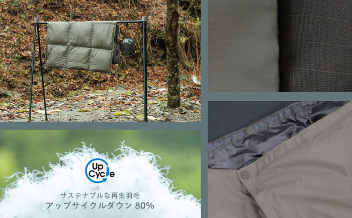 【FUGAKU】DOWNKET／QUARTER 70×100cm ダウンケット／クオーター （グレー×ブラック）《壱岐市》【富士新幸九州】 ダウンケット キャンプ アウトドア 寝袋 [JDH103]