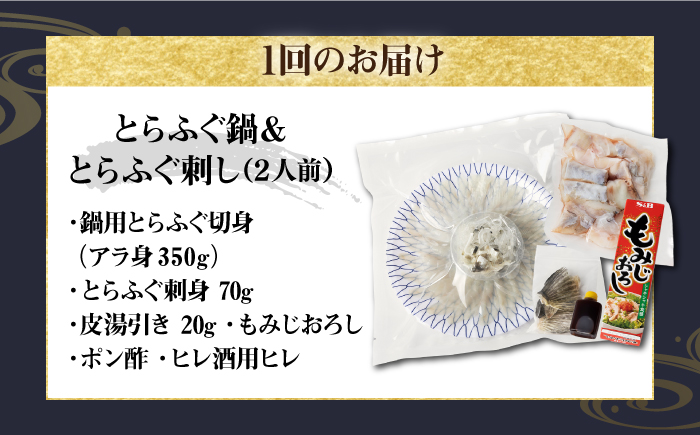 【全2回定期便】とらふぐ 刺身＆鍋（2人前） 《壱岐市》【なかはら】 [JDT067] ふぐ フグ 河豚 とらふぐ トラフグ 刺身 刺し身 ふぐ刺し フグ刺し とらふぐ刺し トラフグ刺し てっさ ふぐ刺身 鍋 てっちり ふぐ鍋 フグ鍋 定期便 90000 90000円 冷凍配送