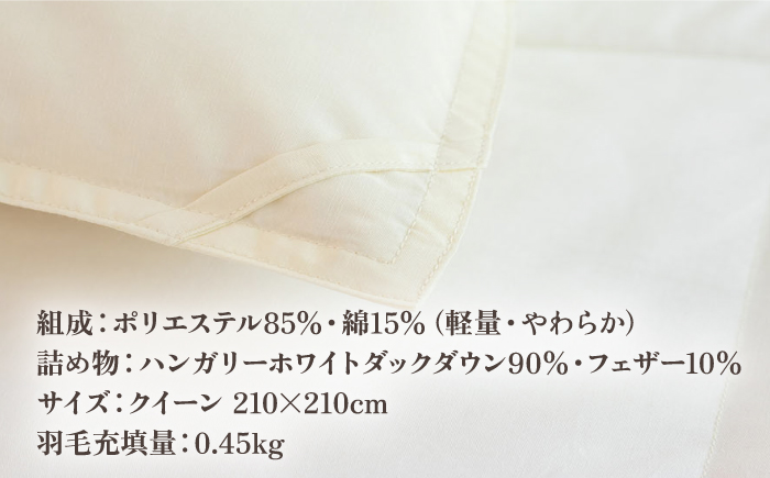 【高島屋選定品】〈富士新幸九州〉「GuuG」クイーン 羽毛肌掛けふとん　ハンガリーホワイトダック ダウン90％《壱岐市》寝具 ダウンケット 布団 クール寝具 オールシーズン対応 羽毛布団 肌掛け布団 国産 日本製[JFJ066] 77000 77000円