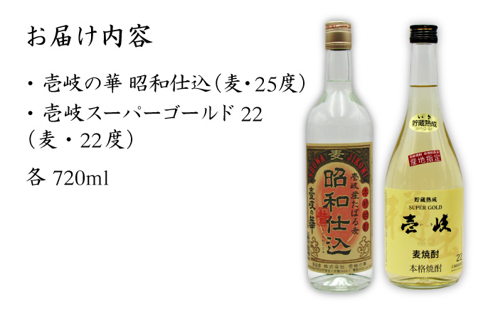 麦焼酎 お酒 飲み比べ 壱岐スーパーゴールド22度 昭和仕込み 2本セット《壱岐市》【天下御免】[JDB059]焼酎 むぎ焼酎 お酒 飲み比べ 14000 14000円